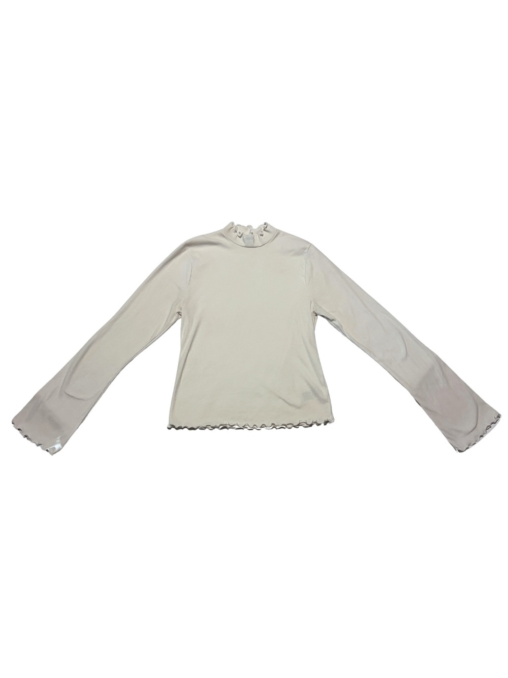 Old Navy Cream Ruffle-Trim Long Bell Sleeve Tee